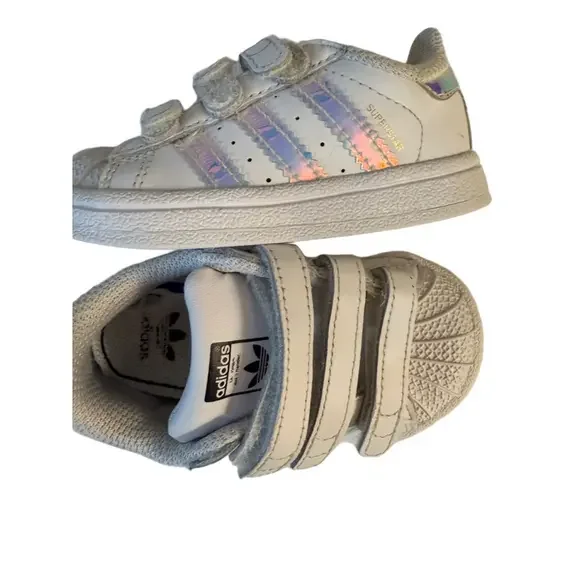 Baby Adidas Superstar Sneakers 5 White Iridescent - Picture 5 of 8